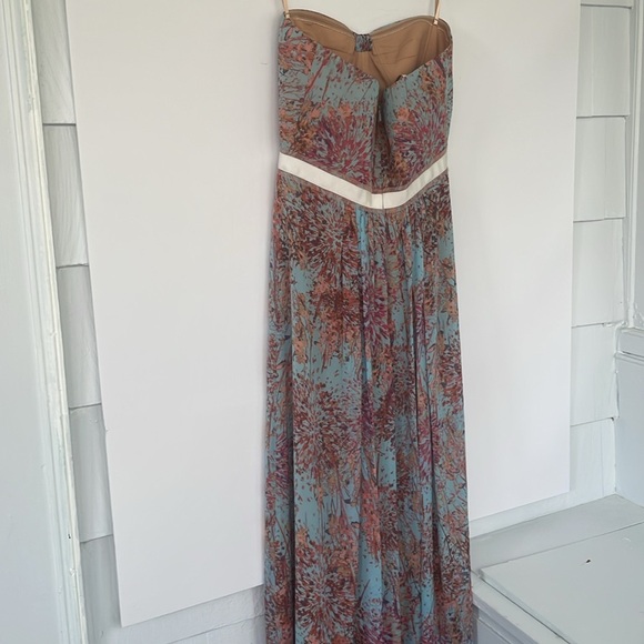 BCBGMAXAZRIA Printed Blue Amber Gown Dress Strapless Sundress Size 6 - Picture 6 of 13